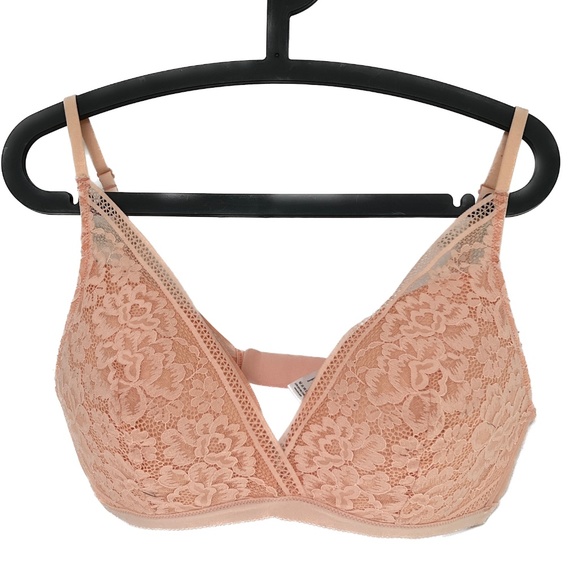 Knix Lace Deep V Bralette Size XXL Peach Lightweight Thin Adjustable Straps - Picture 2 of 5